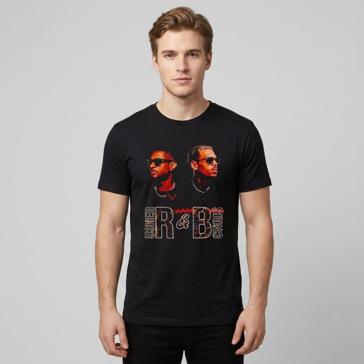 Usher and Chris Brown RB Bootleg Style Shirt Usher and Chris Brown RB Bootleg Style Shirt