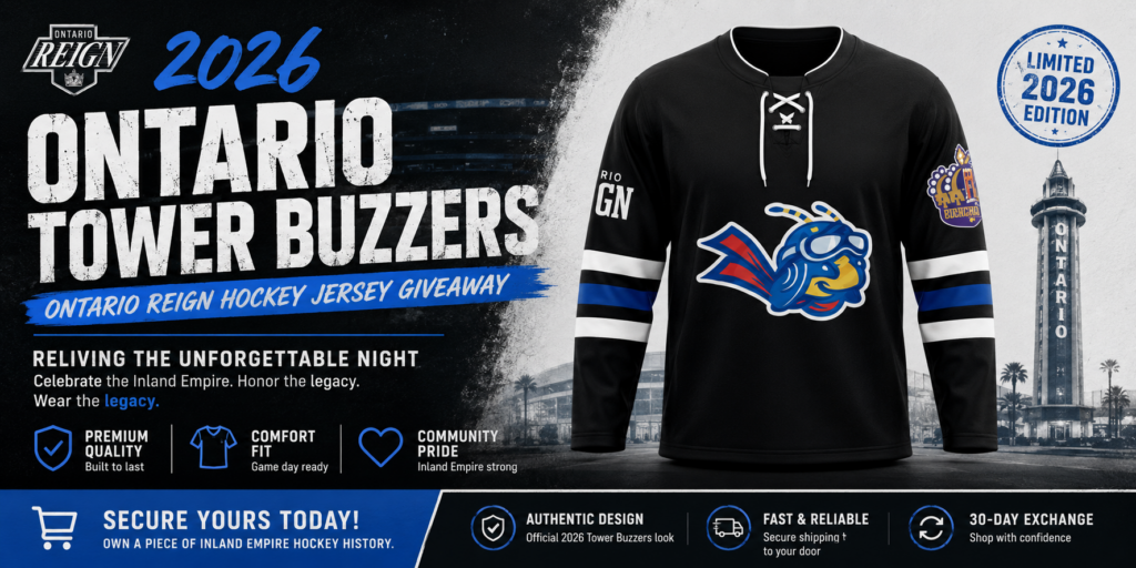 Where to Buy the 2026 Ontario Tower Buzzers Ontario Reign Hockey Jersey Reliving the Unforgettable Night