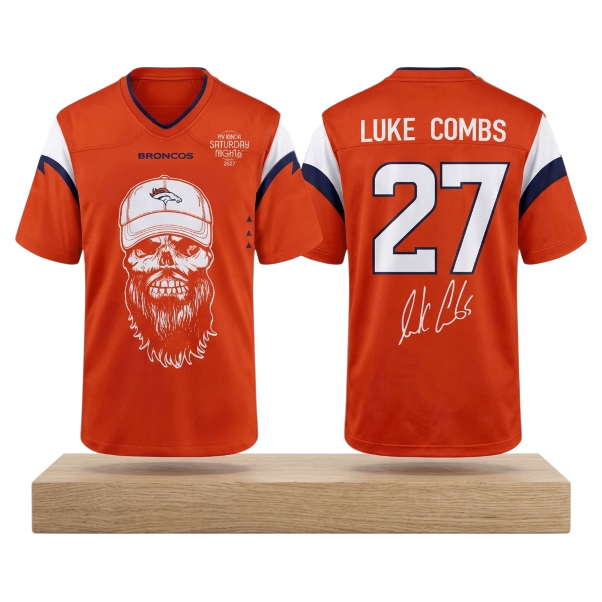 Denver Broncos Luke Combs My Kinda Saturday Night Tour 2027 Jersey 1 Denver Broncos Luke Combs My Kinda Saturday Night Tour 2027 Jersey 2