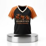 Cow Walking By Faith Tripping Constantly V Neck Shirt