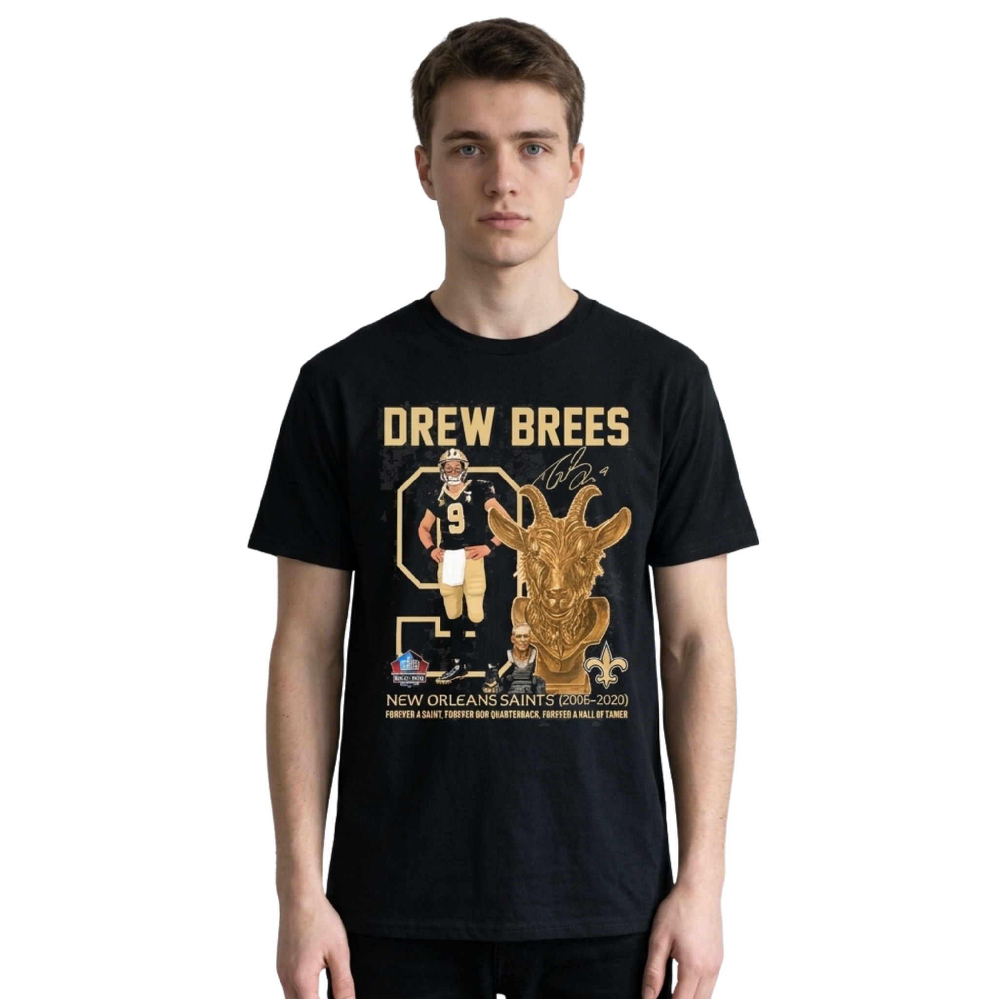 Drew Brees New Orleans Saints GOAT Forever A Saint Hall Of Famer Shirt Drew Brees New Orleans Saints GOAT Forever A Saint Hall Of Famer Shirt