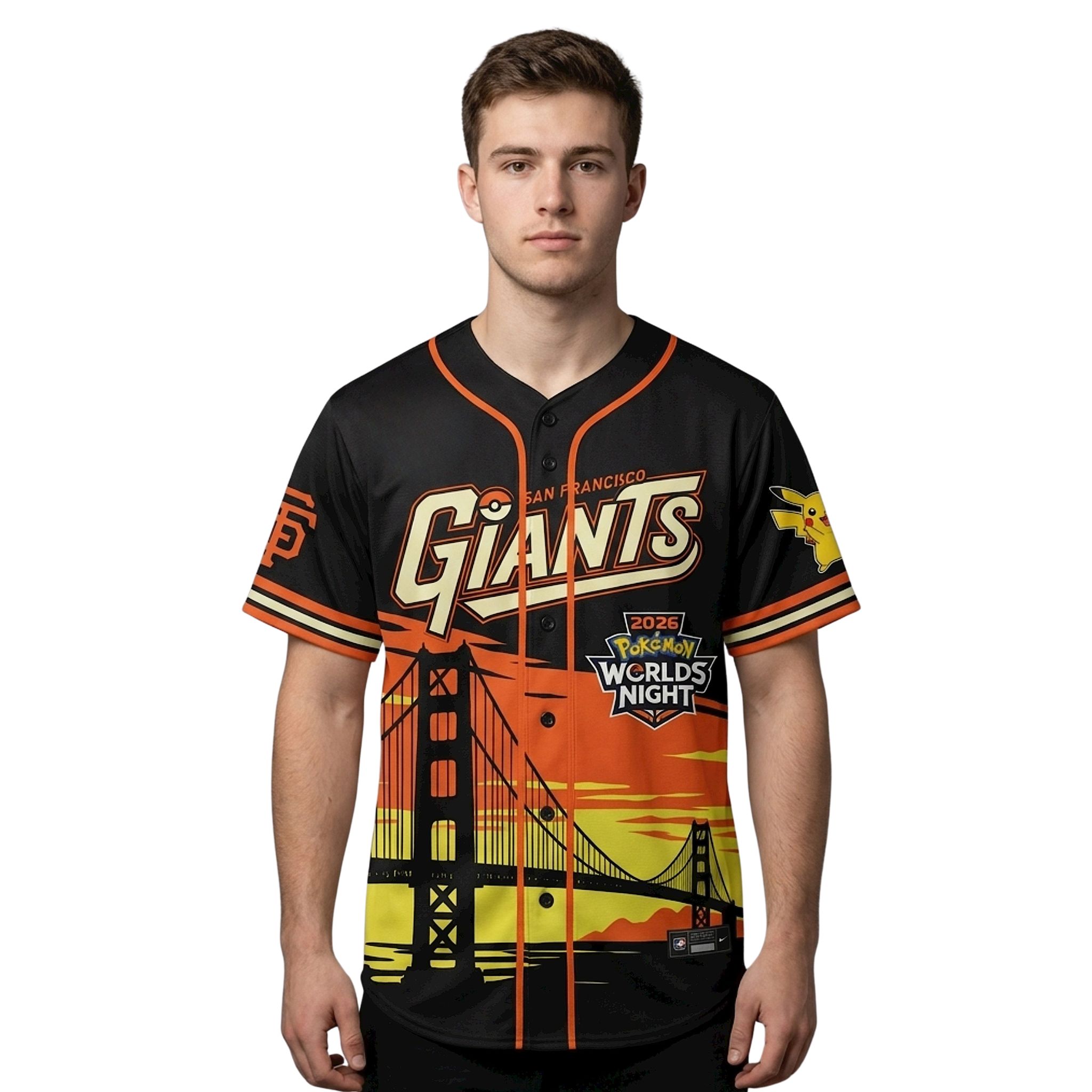 Giants Pokemon Worlds Night Pikachu 2026 Baseball Jersey 2 Giants Pokemon Worlds Night Pikachu 2026 Baseball Jersey 3