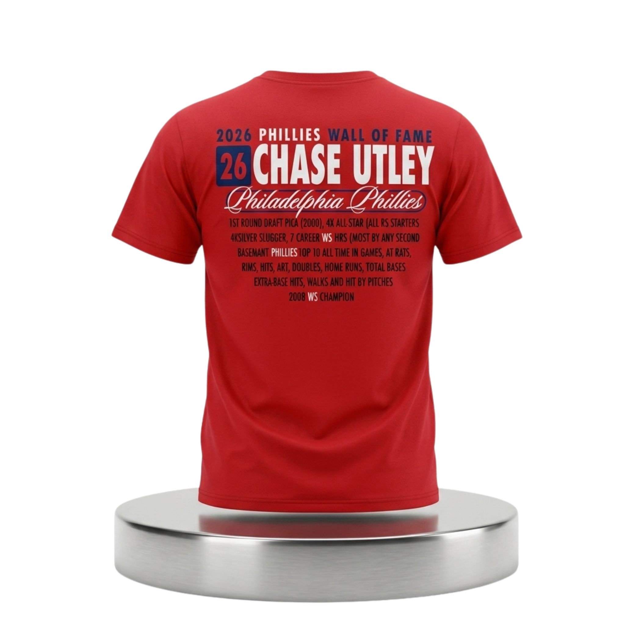 Phillies Wall of Fame Chase Utley 2026 Shirt 1 Phillies Wall of Fame Chase Utley 2026 Shirt 2