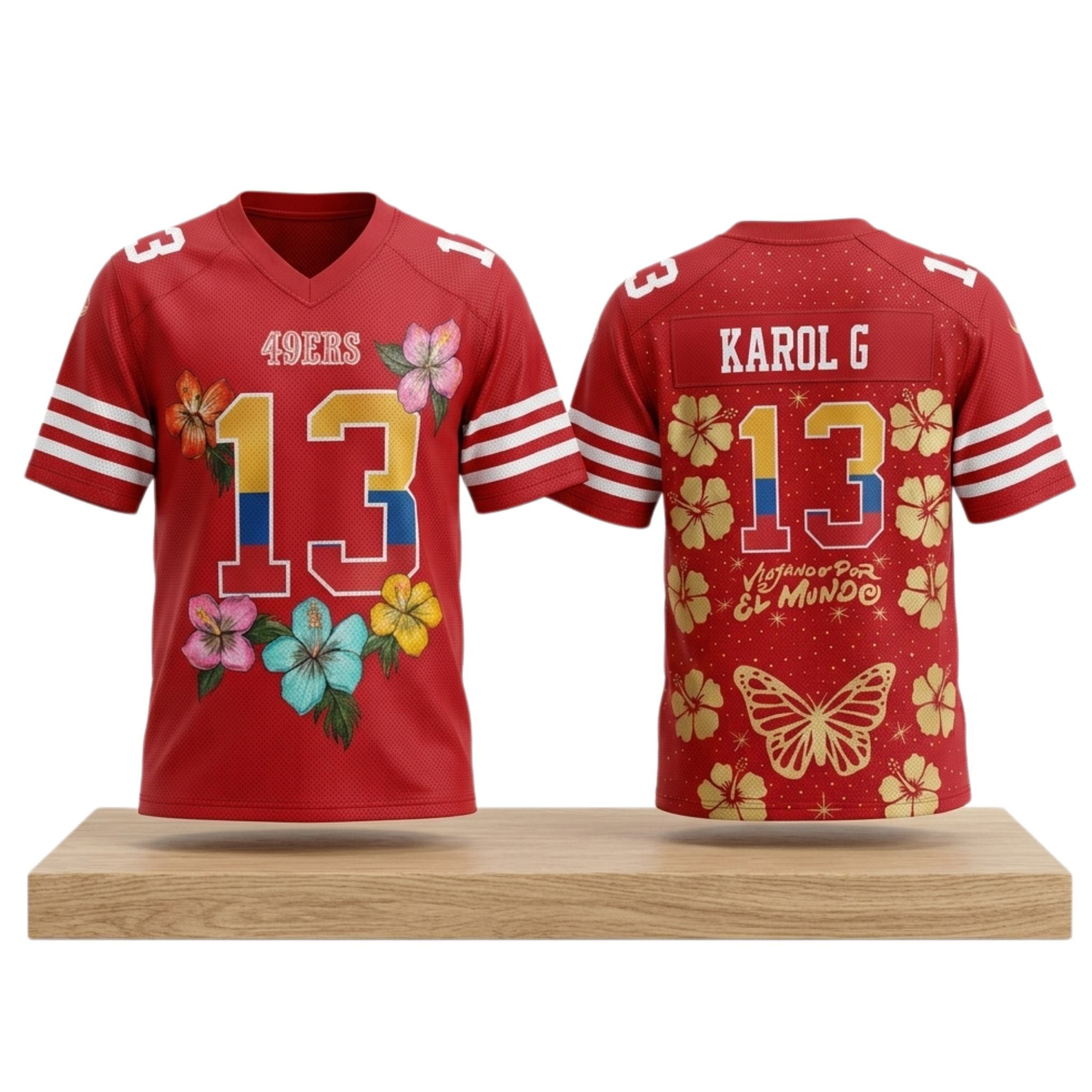 SF 49ers Karol G Viajando Por El Mundo 2026 Jersey 1 SF 49ers Karol G Viajando Por El Mundo 2026 Jersey 2