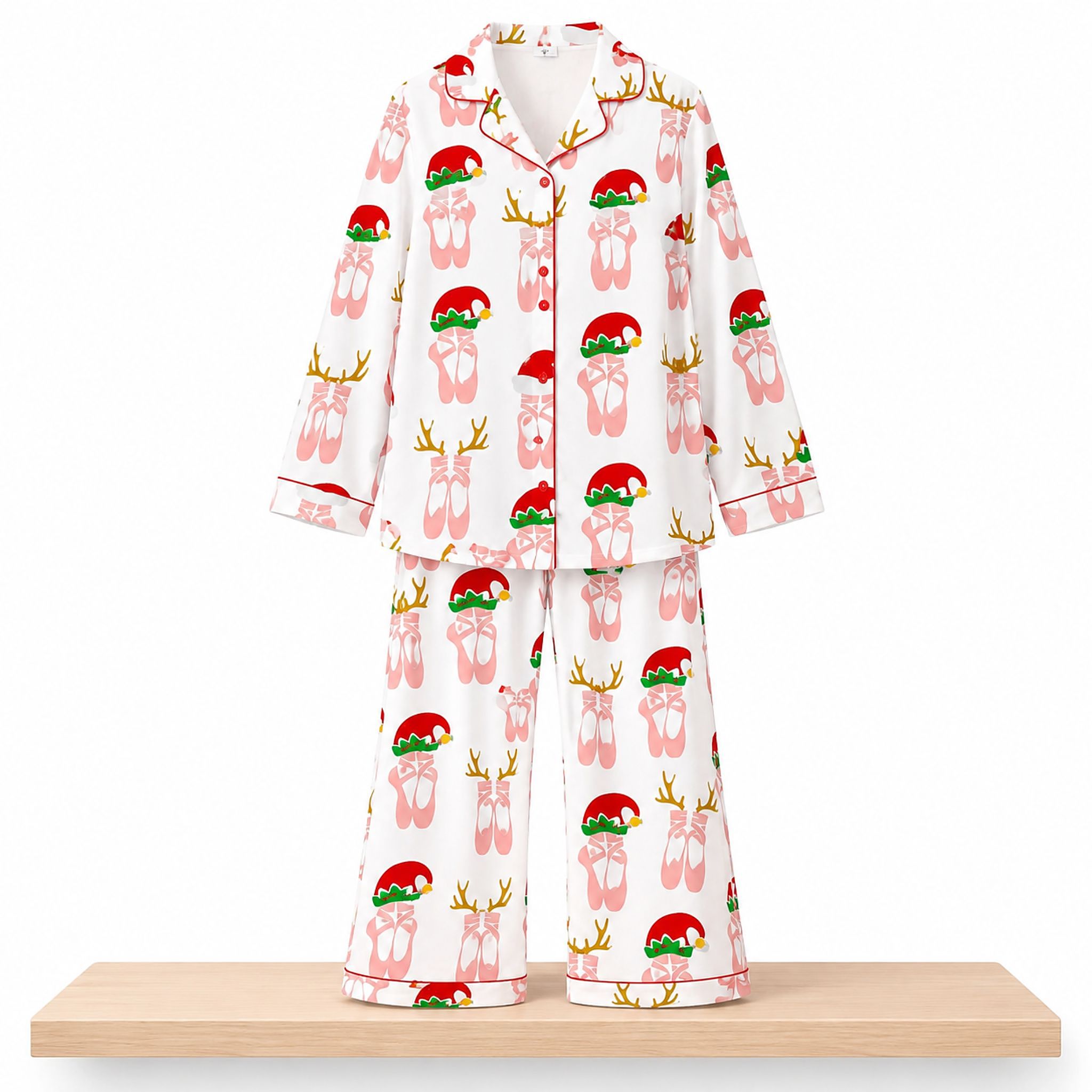 2026 Christmas Ballet Shoes Satin Pajama Set 1 2026 Christmas Ballet Shoes Satin Pajama Set 2