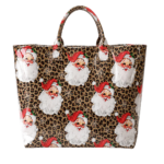 2026 Christmas Retro Vintage Santa Leopard Tote Bag