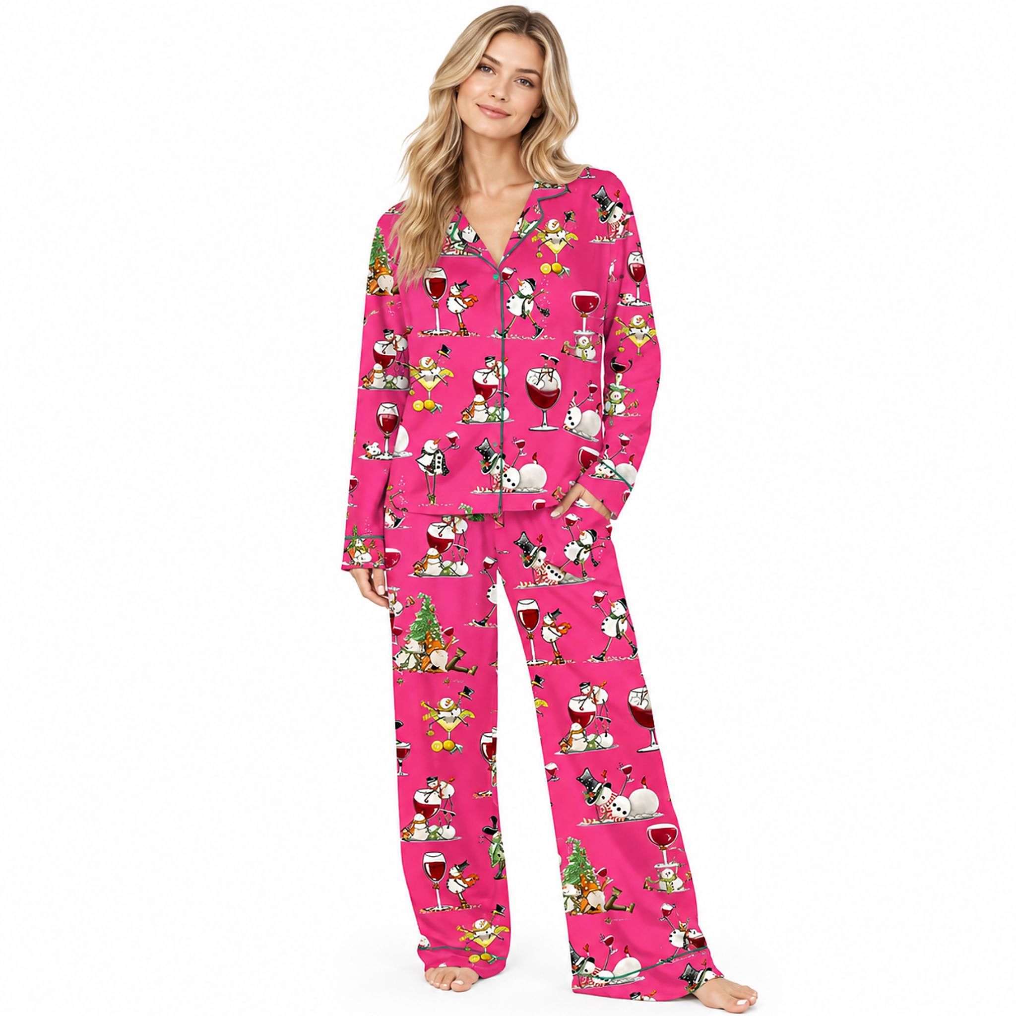 2026 Christmas Winey Snowman Pajama Set 2026 Christmas Winey Snowman Pajama Set