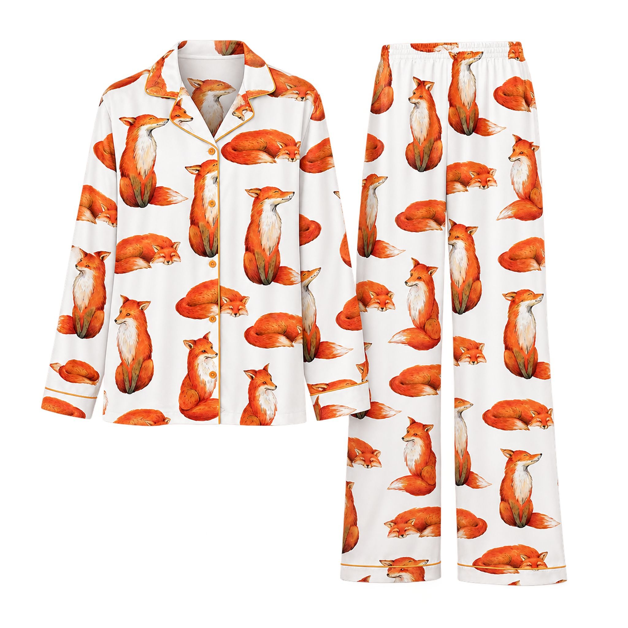 2026 Fall Fox Satin Pajama Set 1 2026 Fall Fox Satin Pajama Set 2