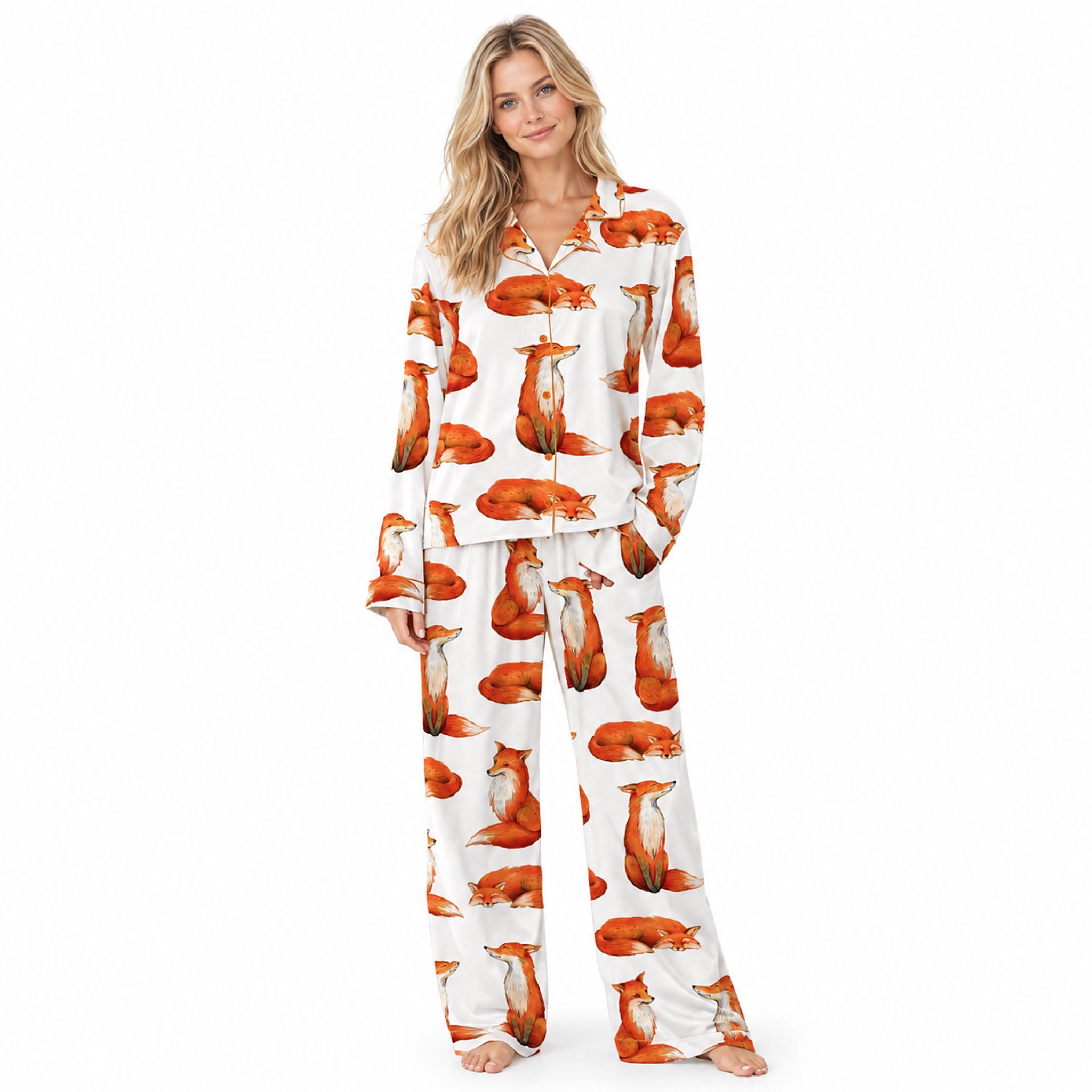 2026 Fall Fox Satin Pajama Set 2026 Fall Fox Satin Pajama Set