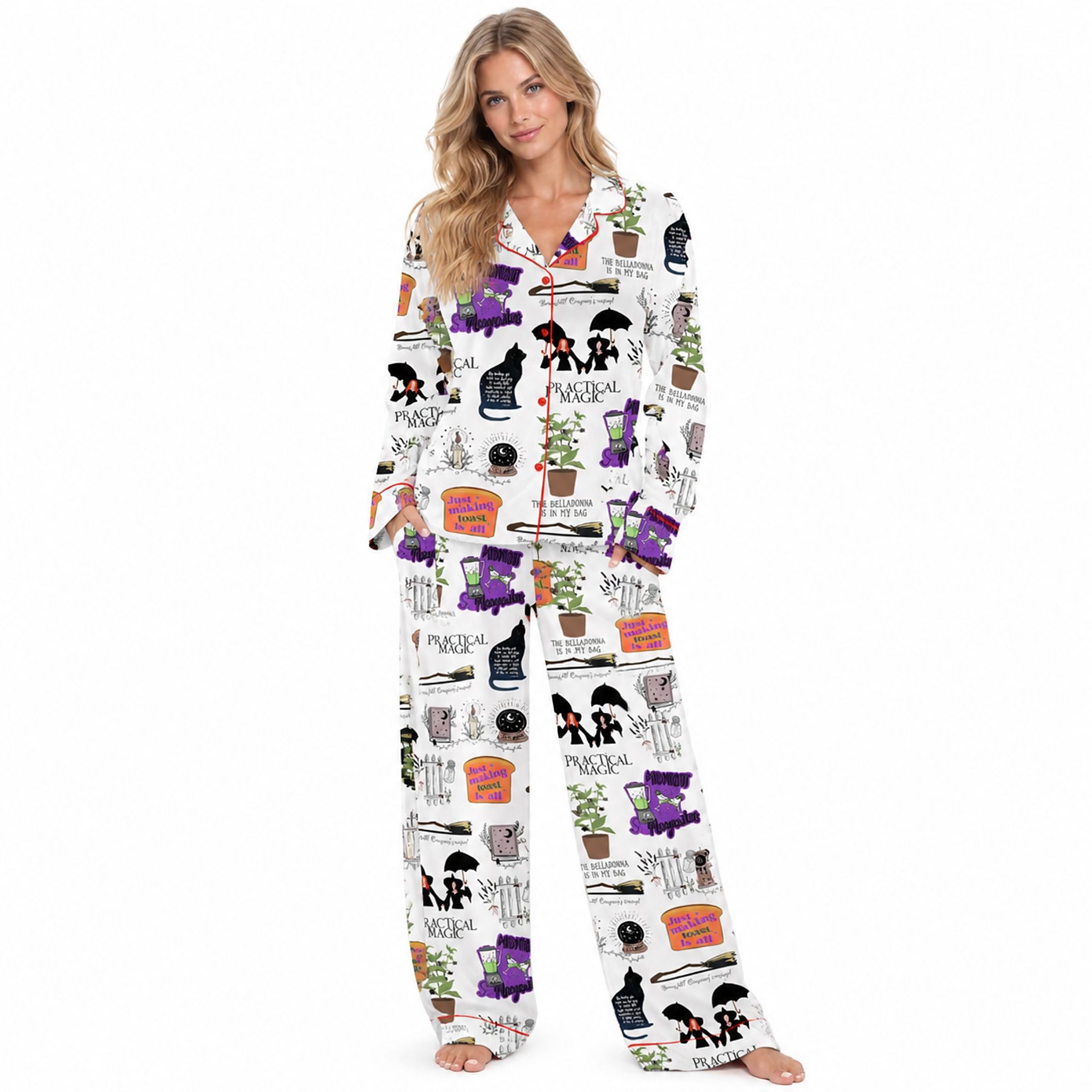 2026 Halloween Practical Magic Witches Satin Pajama Set 2026 Halloween Practical Magic Witches Satin Pajama Set