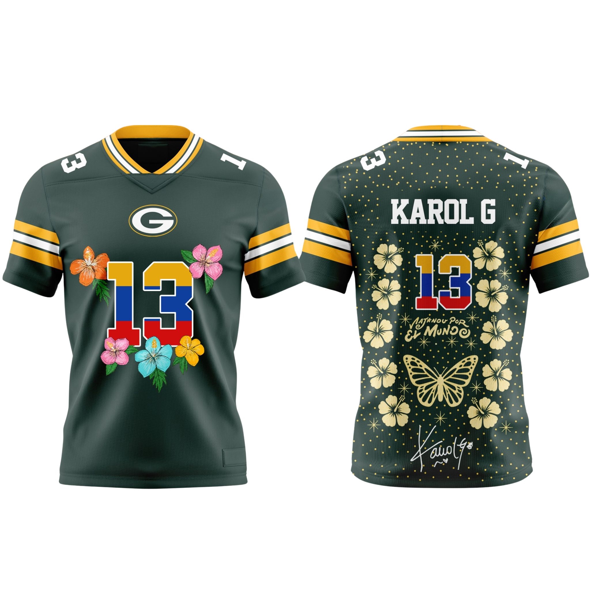 2026 Packers Karol G x Tropitour Football Jersey 1 2026 Packers Karol G x Tropitour Football Jersey 2