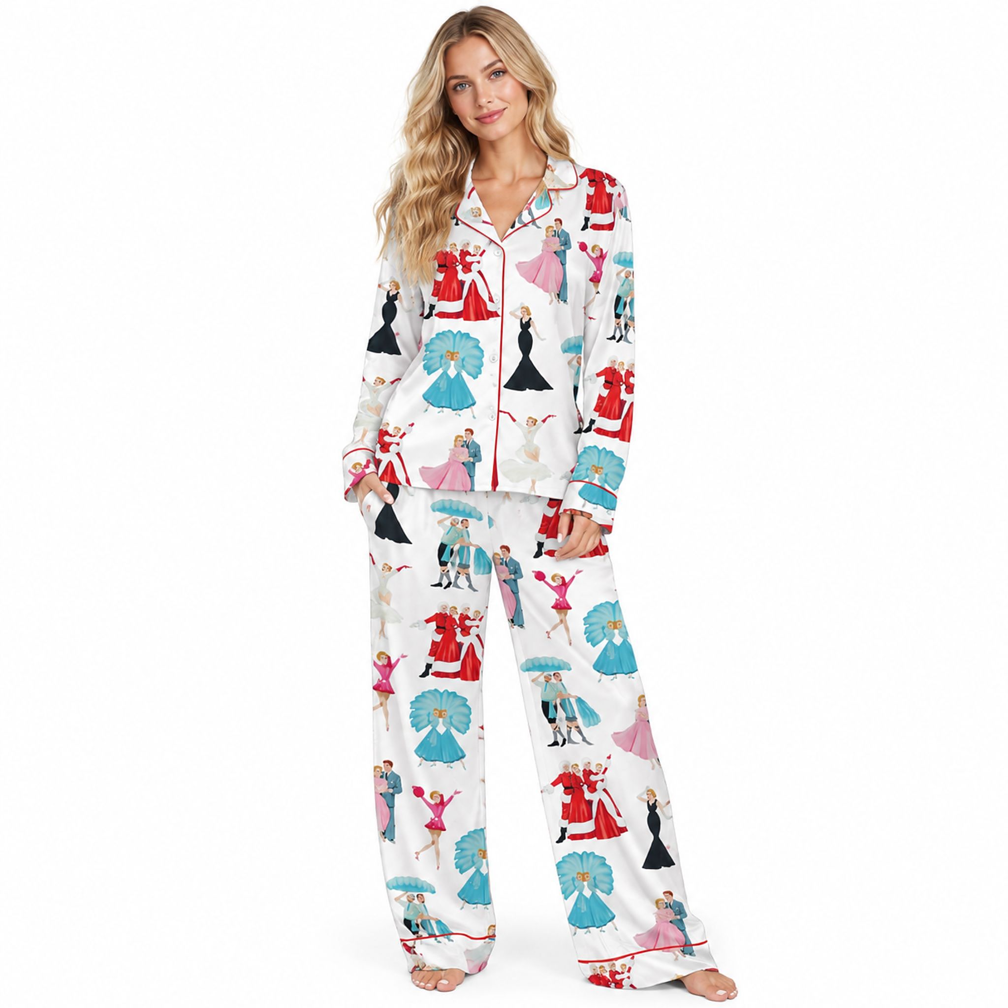 2026 White Christmas Satin Pajama Set 2026 White Christmas Satin Pajama Set