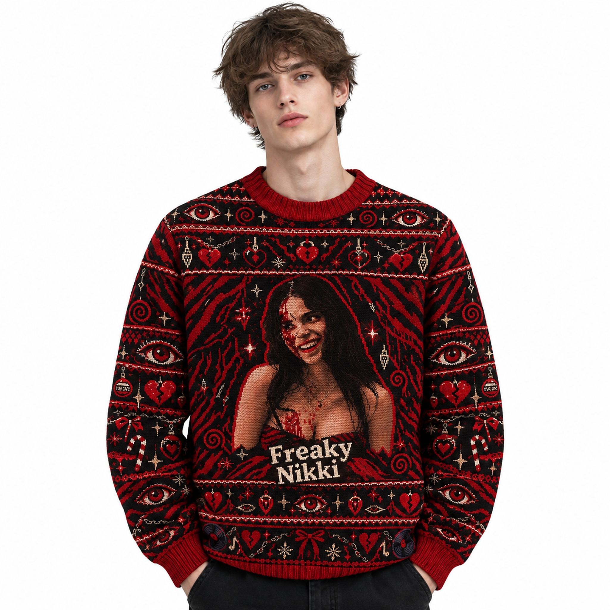 Obsession Movie Freaky Nikki Halloween 2026 Ugly Sweater 2 Obsession Movie Freaky Nikki Christmas 2026 Ugly Sweater