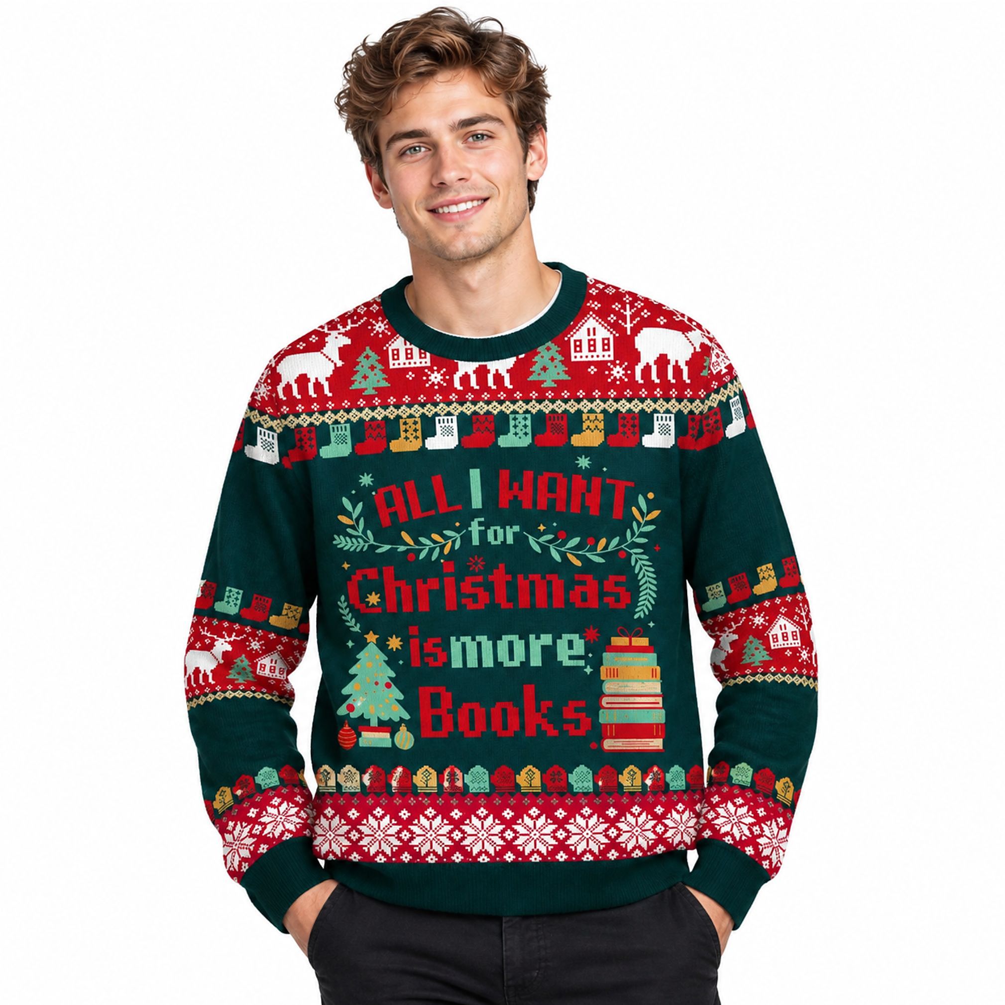 All I Want For Christmas Is More Books Christmas 2026 Ugly Sweater All I Want For Christmas Is More Books Christmas 2026 Ugly Sweater