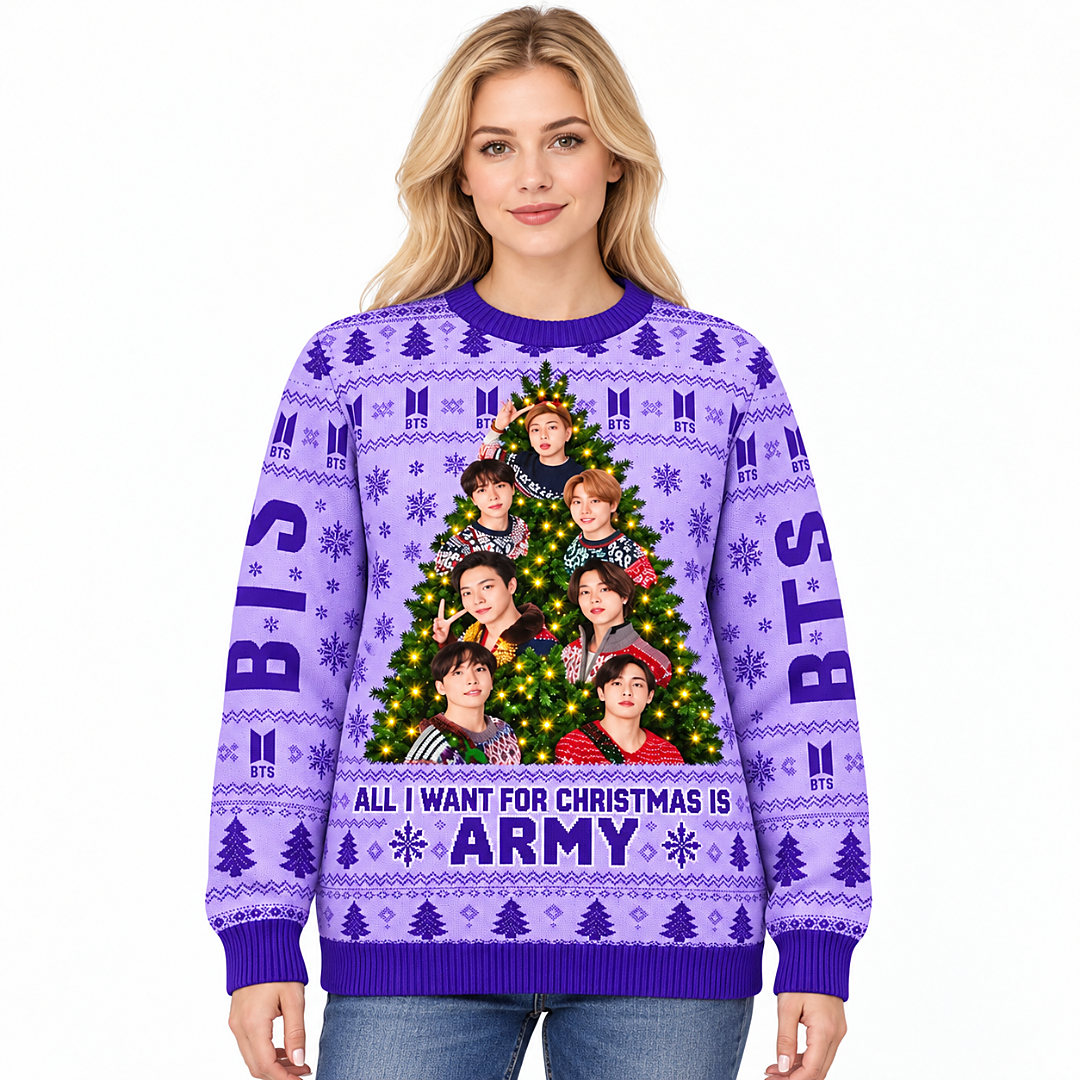 BTS All I Want for Christmas Is ARMY Christmas 2026 Ugly Sweater BTS All I Want for Christmas Is ARMY Christmas 2026 Ugly Sweater