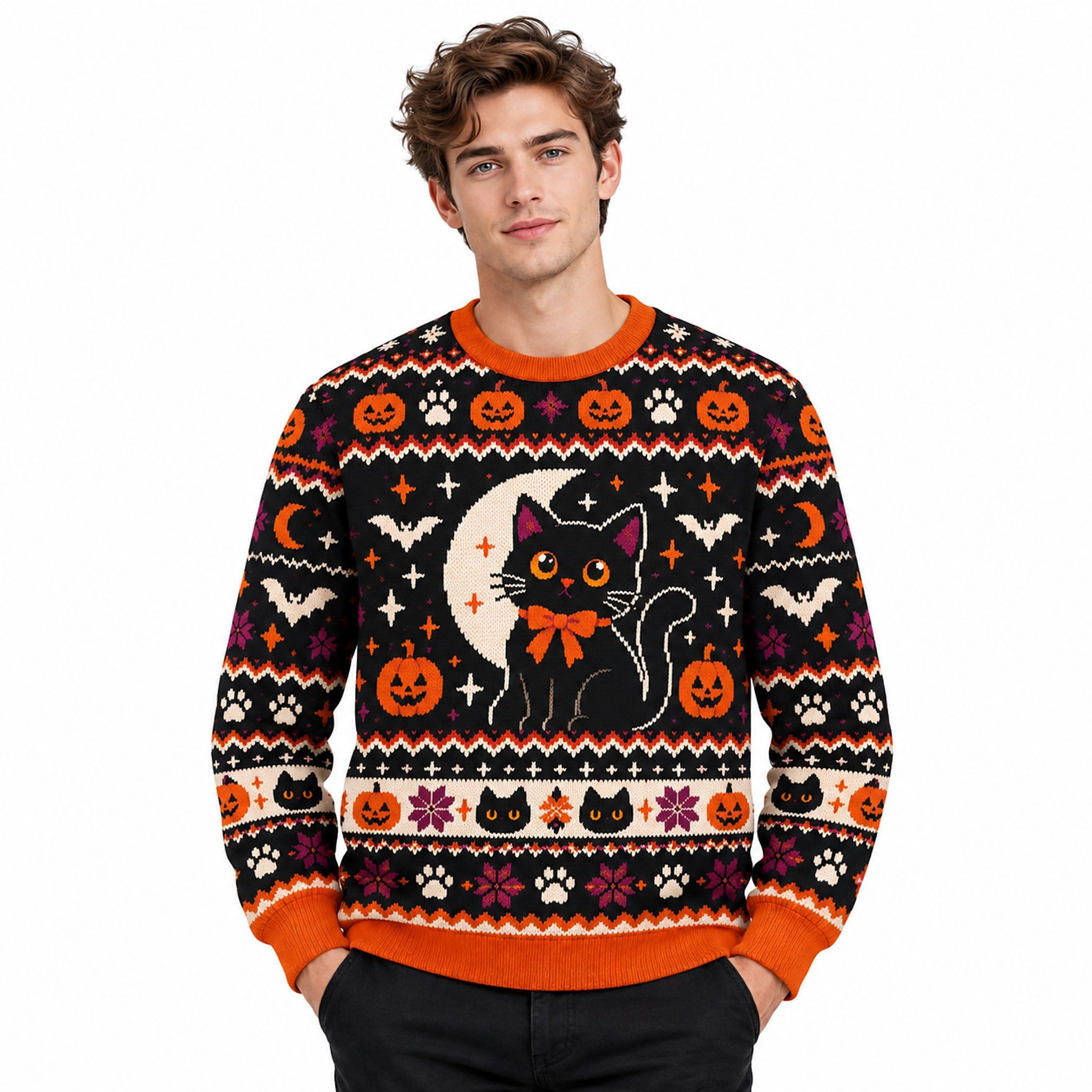 Black Cat Halloween 2026 Ugly Sweater 2 Black Cat Halloween 2026 Ugly Sweater 2