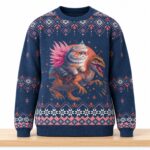 Cat Riding Dinosaur Christmas 2026 Ugly Sweater