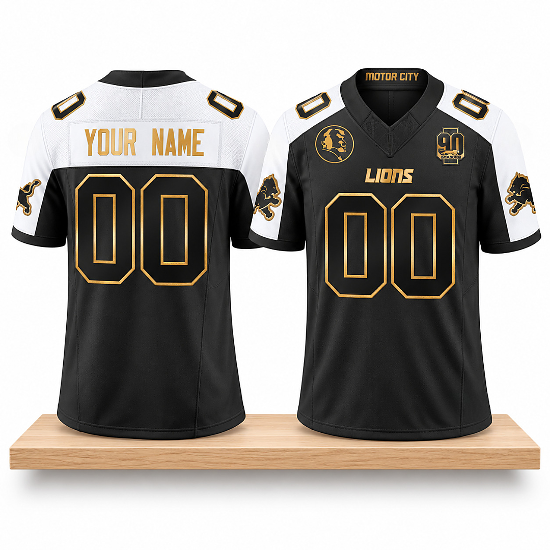 Detroit Lions 90 Seasons John Madden Patch 2026 Jersey 1 Detroit Lions 90 Seasons John Madden Patch 2026 Jersey 2