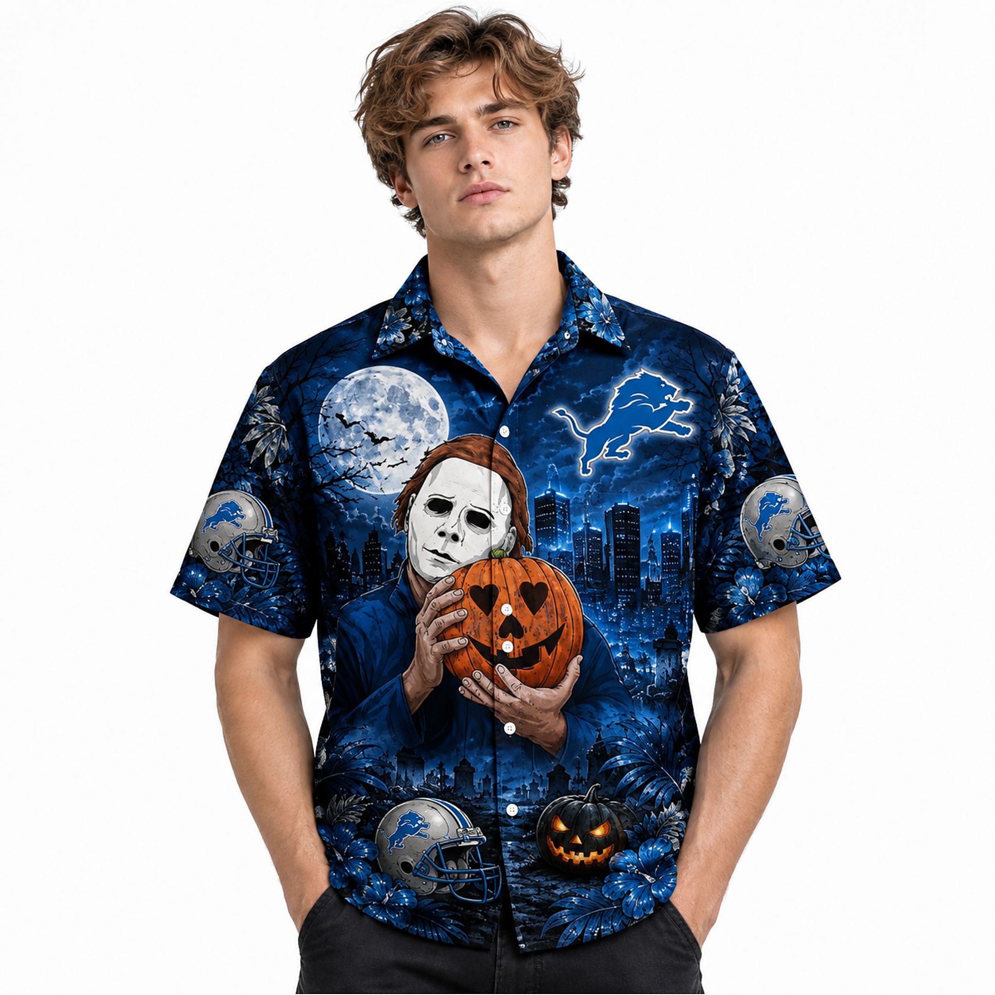 Detroit Lions Michael Myers Pumpkin Halloween 2026 Hawaiian Shirt Detroit Lions Michael Myers Pumpkin Halloween 2026 Hawaiian Shirt