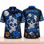 Detroit Lions Sugar skull Halloween 2026 Hawaiian Shirt