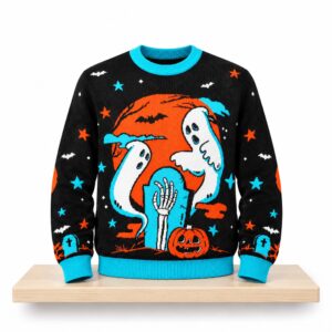 Spooky Ghost Graveyard Neon Halloween 2026 Ugly Sweater 2