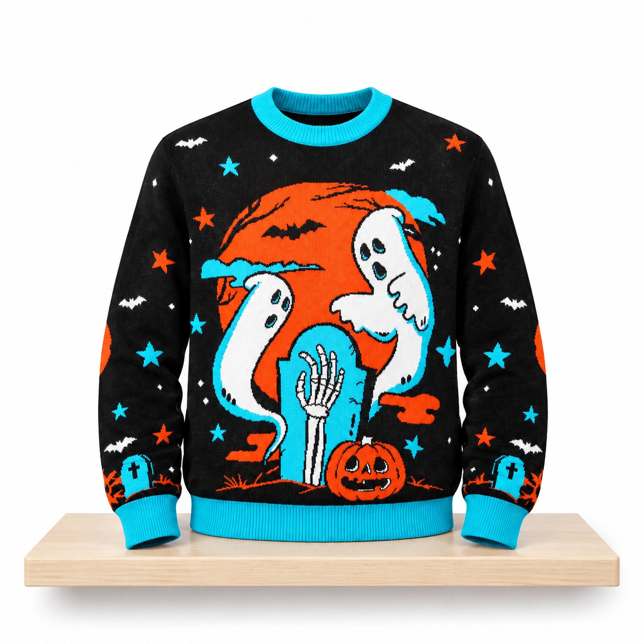 Spooky Ghost Graveyard Neon Halloween 2026 Ugly Sweater 1 Spooky Ghost Graveyard Neon Halloween 2026 Ugly Sweater 2