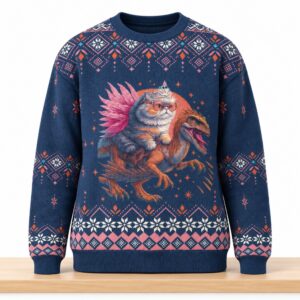 Cat Riding Dinosaur Christmas 2026 Ugly Sweater 2