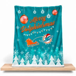 Miami Dolphins Merry Dolphismas Christmas 2026 Fleece Blanket