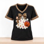 Leopard Bow Ghost Pumpkin Cute Halloween 2026 Shirt