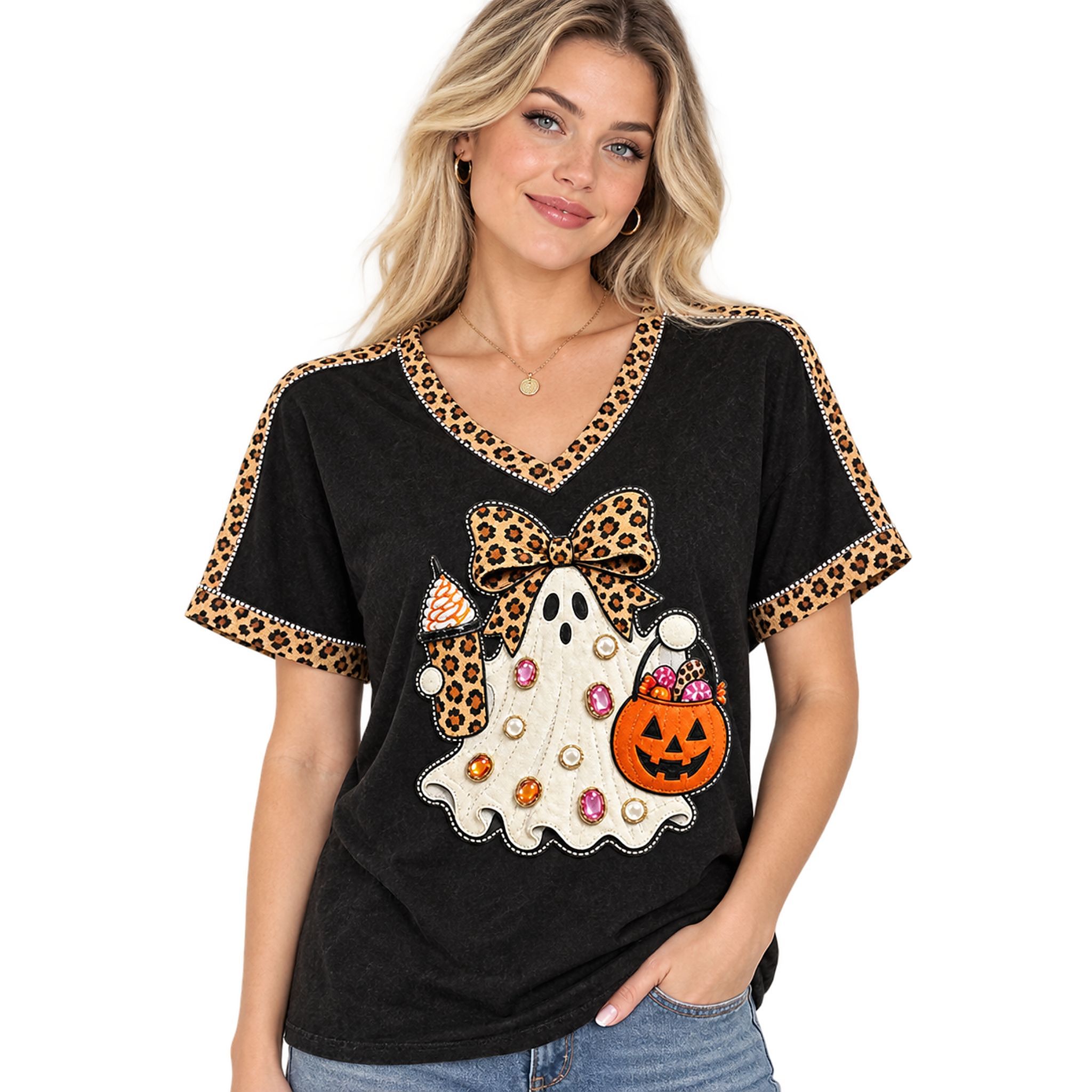 Leopard Bow Ghost Pumpkin Cute Halloween 2026 Shirt 2 Leopard Bow Ghost Pumpkin Cute Halloween 2026 Shirt 2