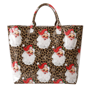 2026 Christmas Retro Vintage Santa Leopard Tote Bag 2