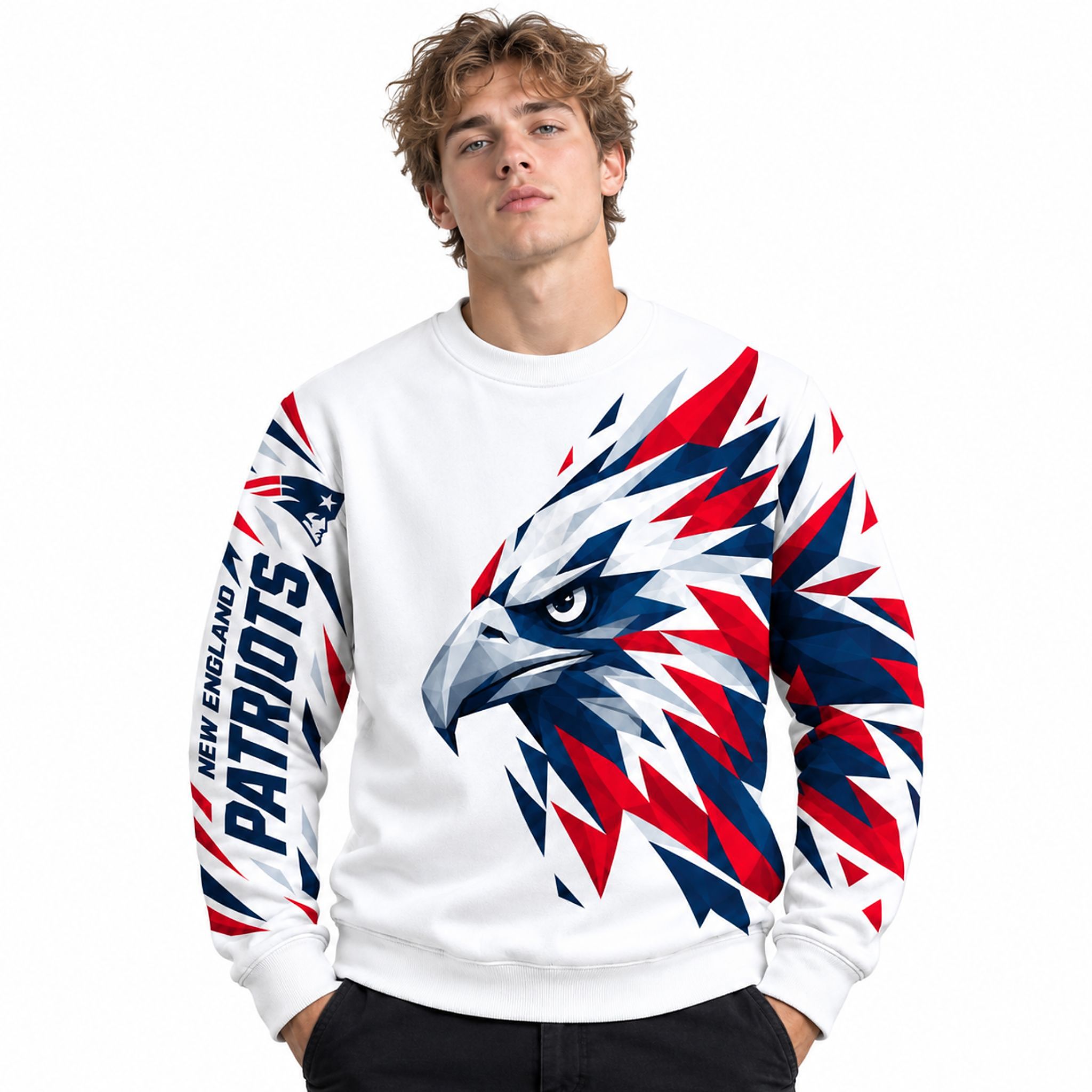 NE Patriots Geometric Eagle National Football League Team 2026 Sweatshirt 2 NE Patriots Geometric Eagle National Football League Team 2026 Sweatshirt 2