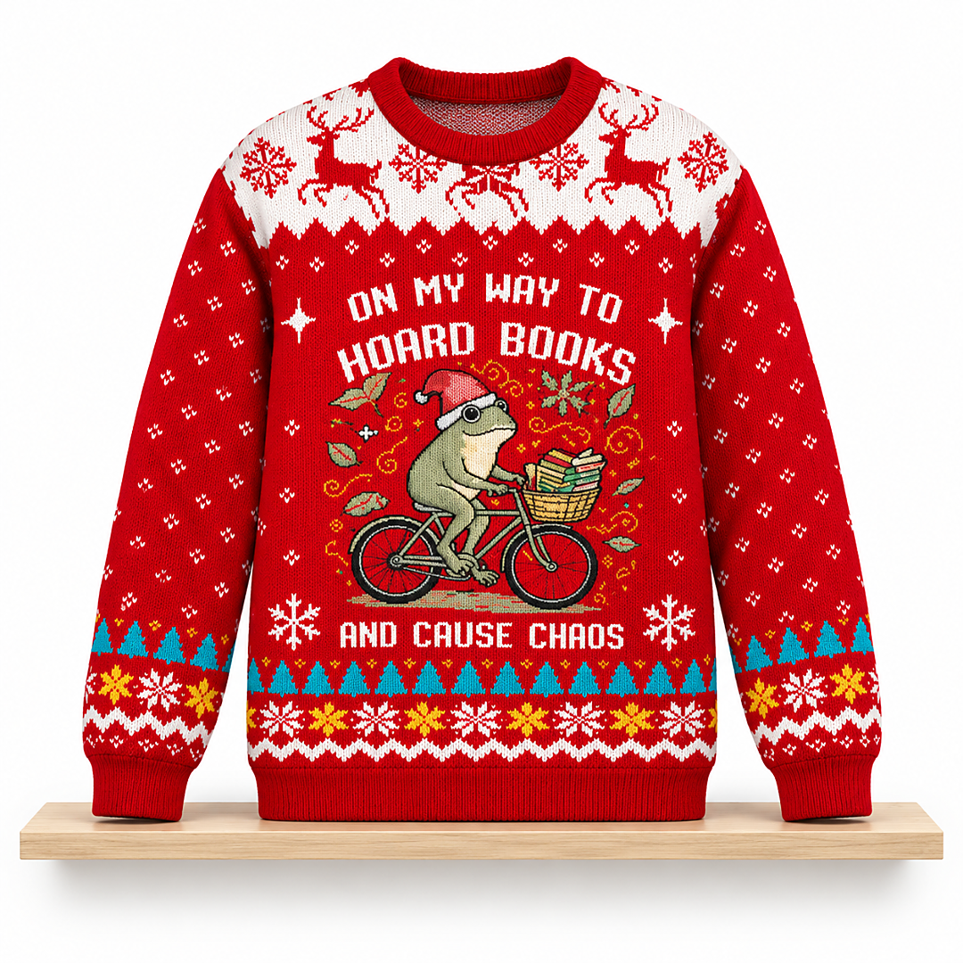 On My Way To Hoard Books And Cause Chaos Christmas 2026 Ugly Sweater 1 On My Way To Hoard Books And Cause Chaos Christmas 2026 Ugly Sweater 2