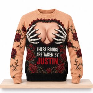 Gothic Skeleton These Boobs Are Taken By Custom Halloween 2026 Ugly Sweater 2