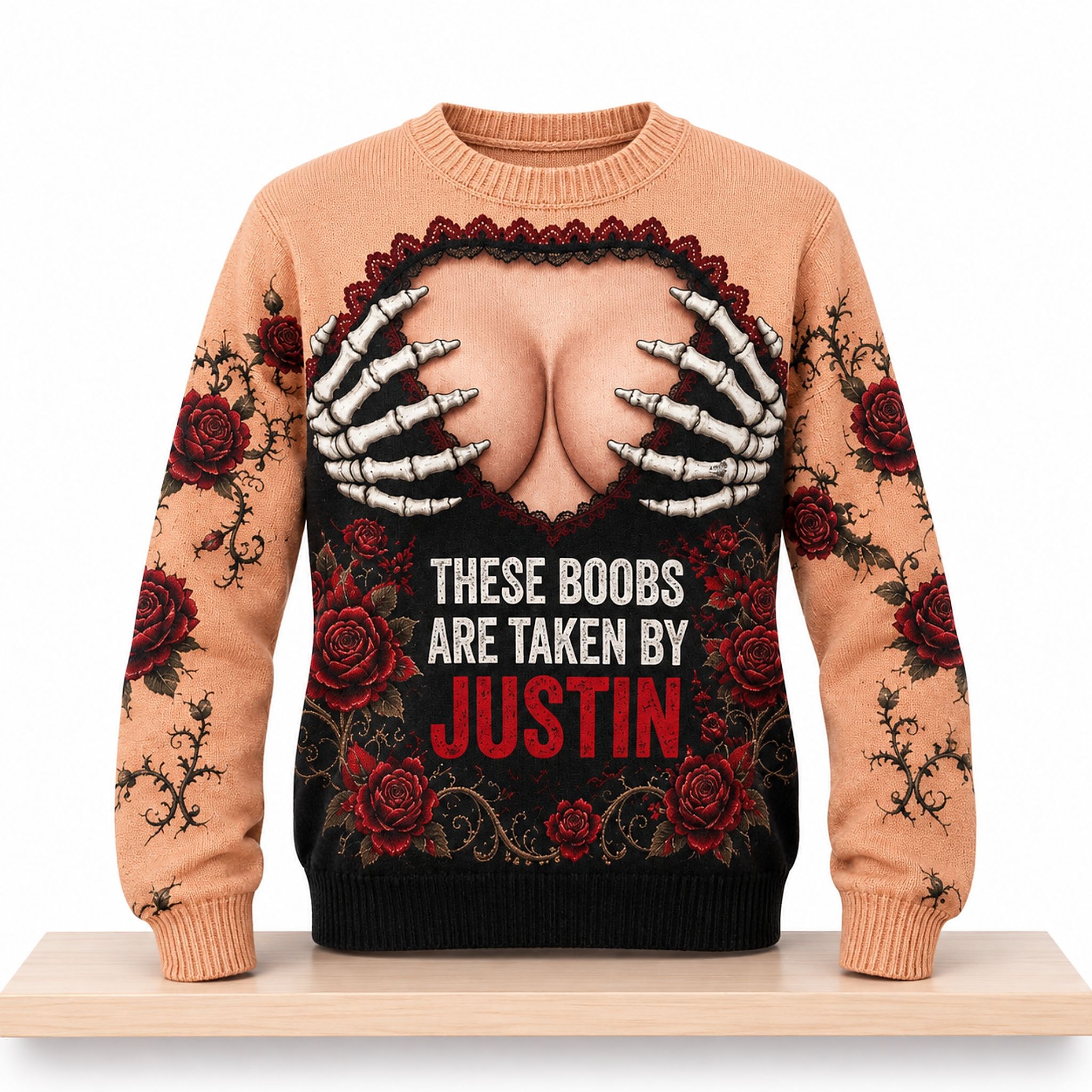 Gothic Skeleton These Boobs Are Taken By Custom Halloween 2026 Ugly Sweater 1 Gothic Skeleton These Boobs Are Taken By Custom Halloween 2026 Ugly Sweater 2