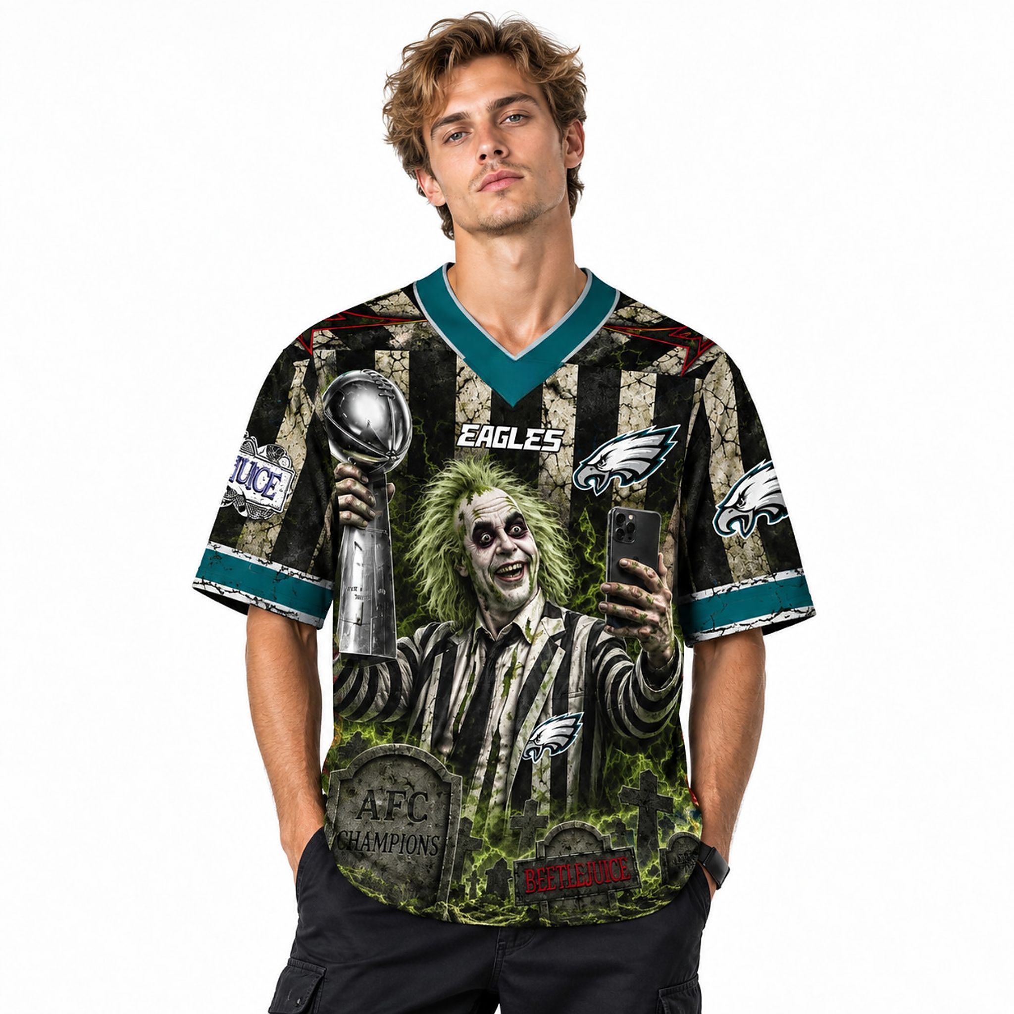 Philadelphia Eagles Beetlejuice Halloween 2026 Football Jersey 2 Philadelphia Eagles Beetlejuice Halloween 2026 Football Jersey 2