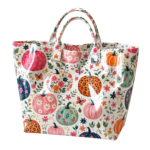Pink Floral Pumpkin Tote Bag