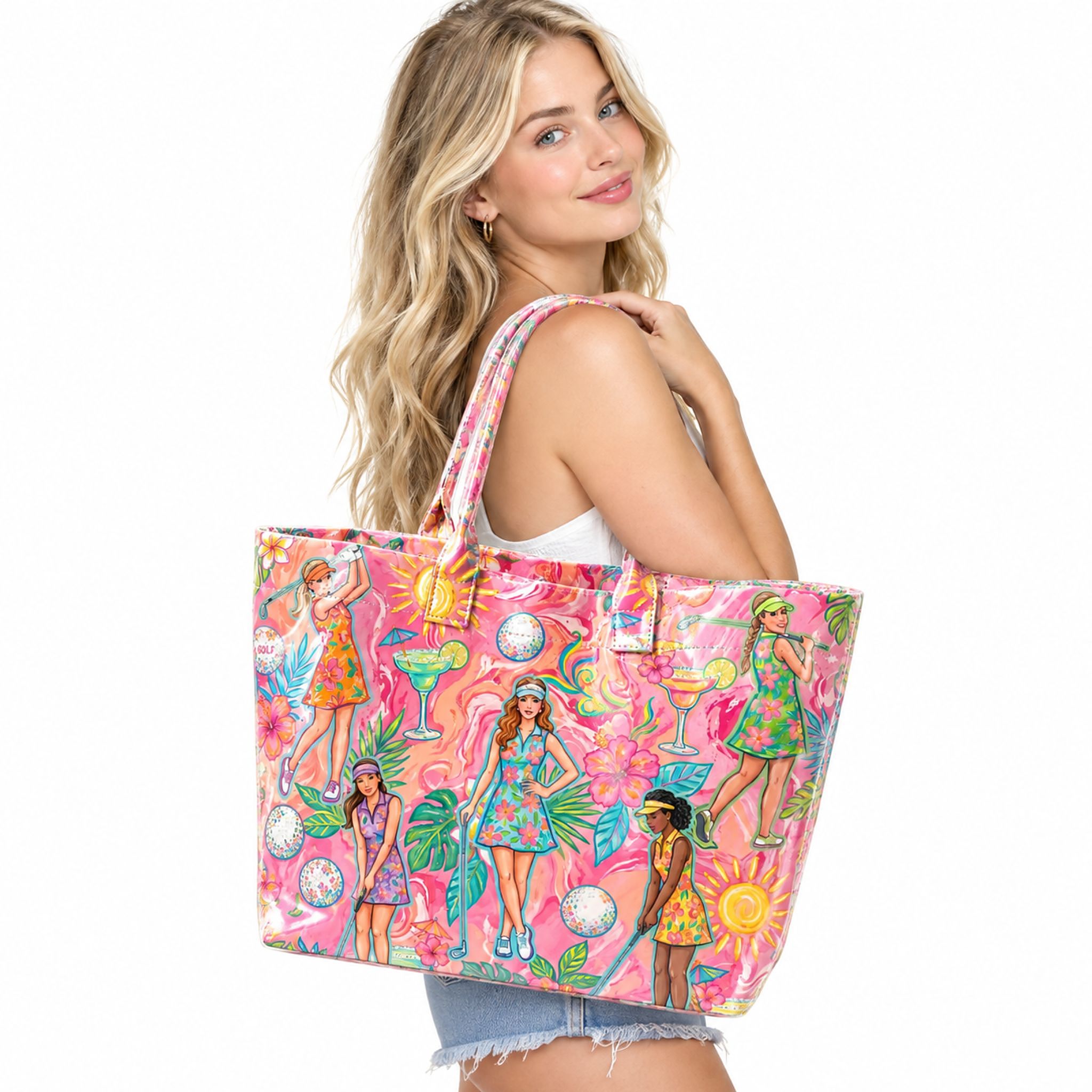 Preppy Tropical Golf Girls Tote Bag Preppy Tropical Golf Girls Tote Bag