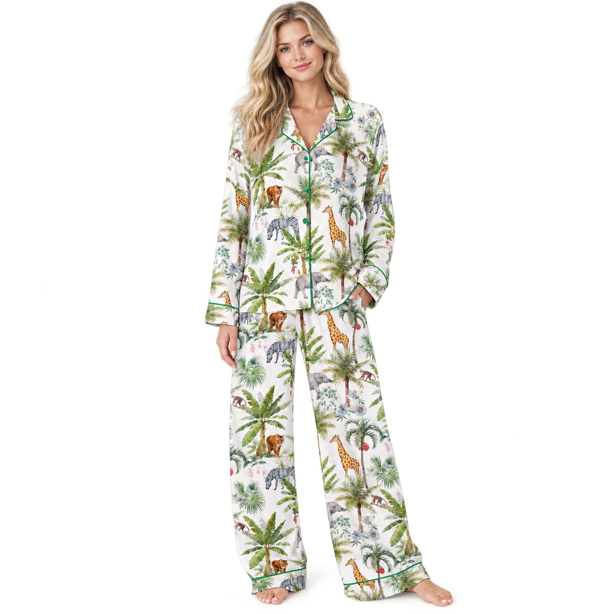 Safari Animal Satin Pajama Set Safari Animal Satin Pajama Set