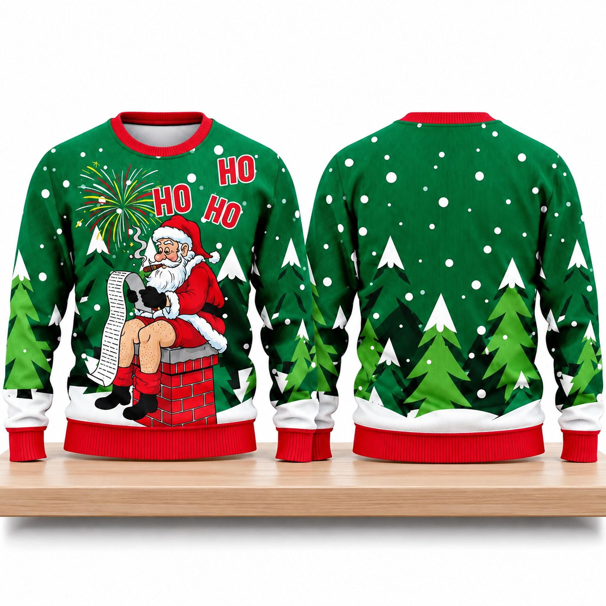 Santa Claus Ho Ho Ho Christmas 2026 Ugly Sweater 2 Santa Claus Ho Ho Ho Christmas 2026 Ugly Sweater