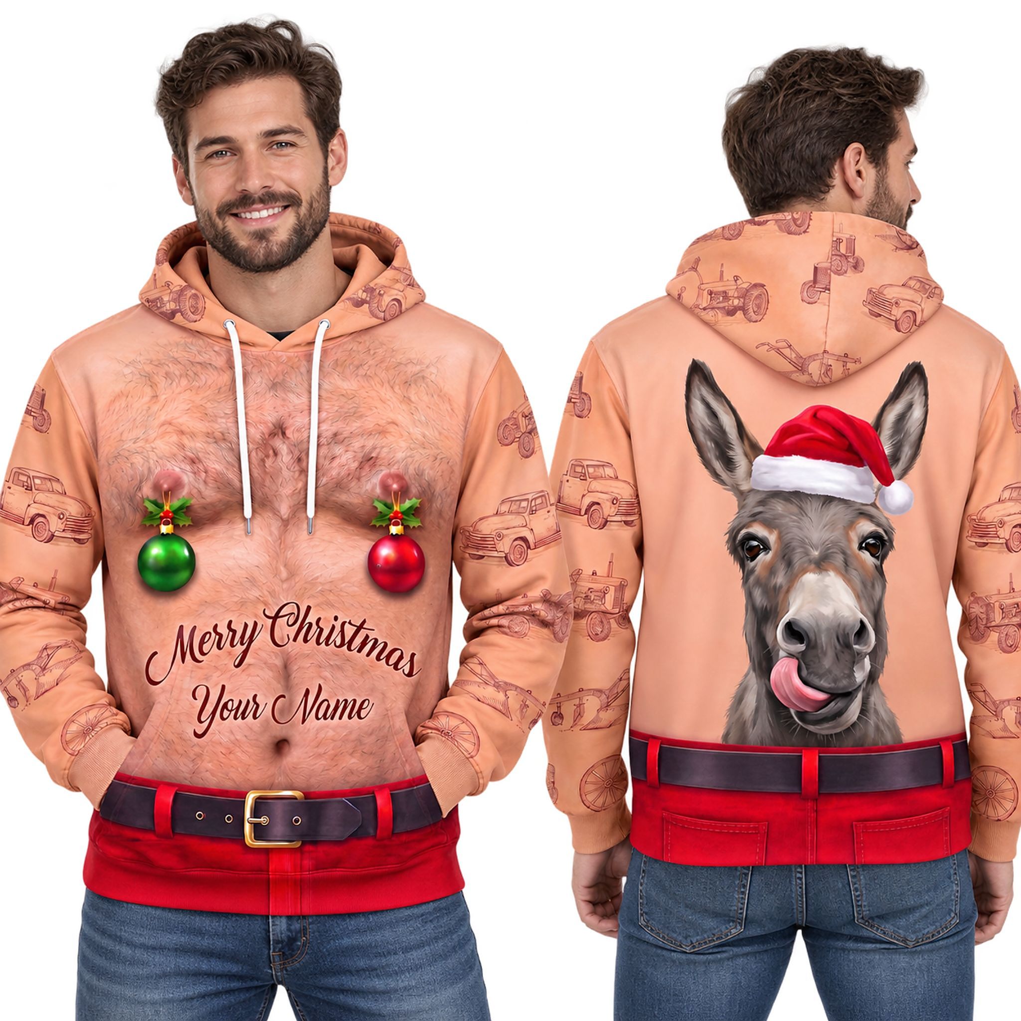 Santa Donkey Merry Christmas 2026 Custom Hoodie Santa Donkey Merry Christmas 2026 Custom Hoodie
