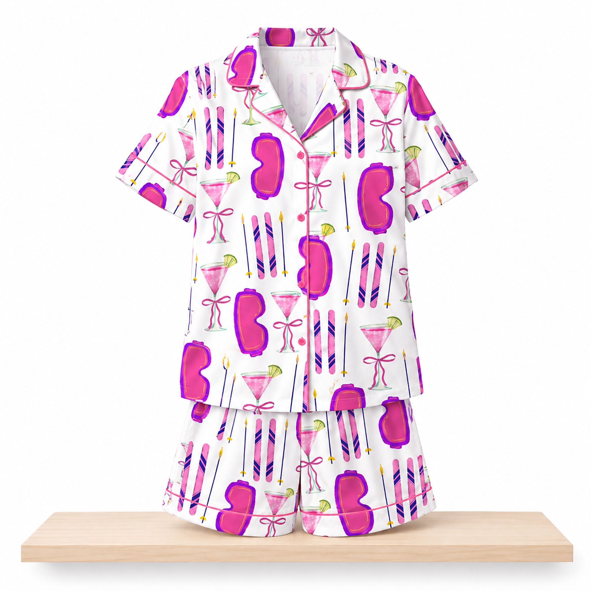 Ski Weekend Satin Pajama Set 1 Ski Weekend Satin Pajama Set 2