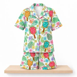 Tropical Pickleball Satin Pajama Set 2