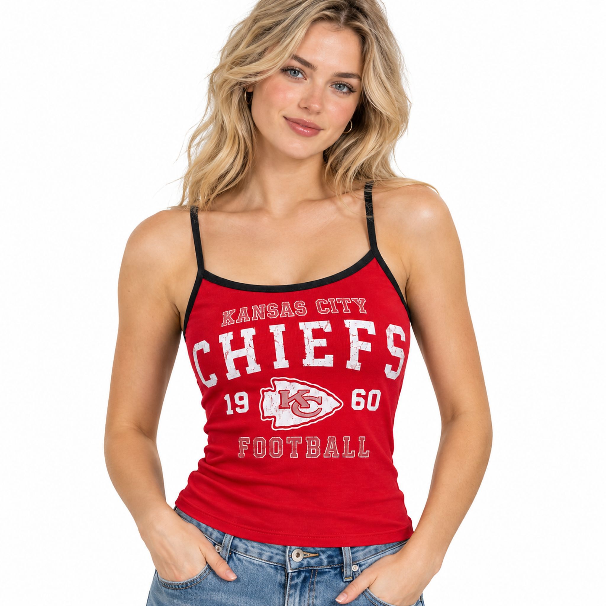 Taylor Swift KC Chiefs 1960 Football Vintage Red Cami Tank Top Shirt 2 Taylor Swift KC Chiefs 1960 Football Vintage Red Cami Tank Top Shirt 2