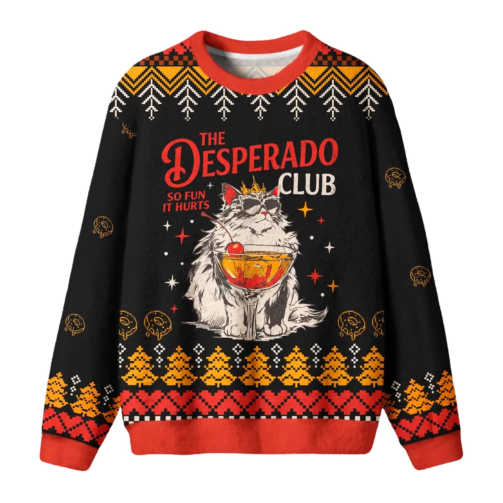 The Desperado Club So Fun It Hurts Cat Drinking Cocktail Christmas 2026 Ugly Sweater 1 The Desperado Club So Fun It Hurts Cat Drinking Cocktail Christmas 2026 Ugly Sweater 2