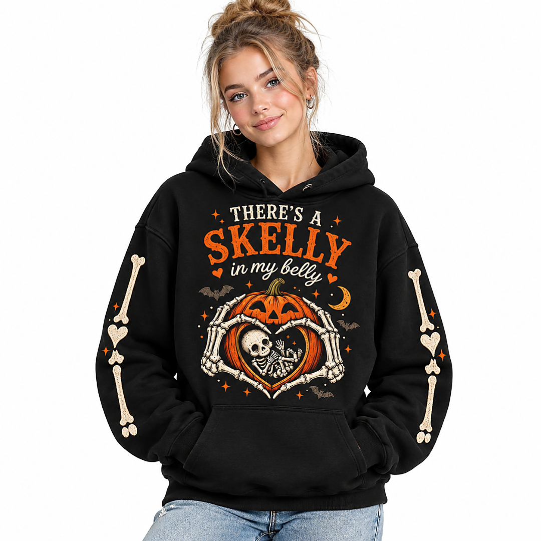 There's A Skelly In My Belly Halloween 2026 Hoodie There's A Skelly In My Belly Halloween 2026 Hoodie