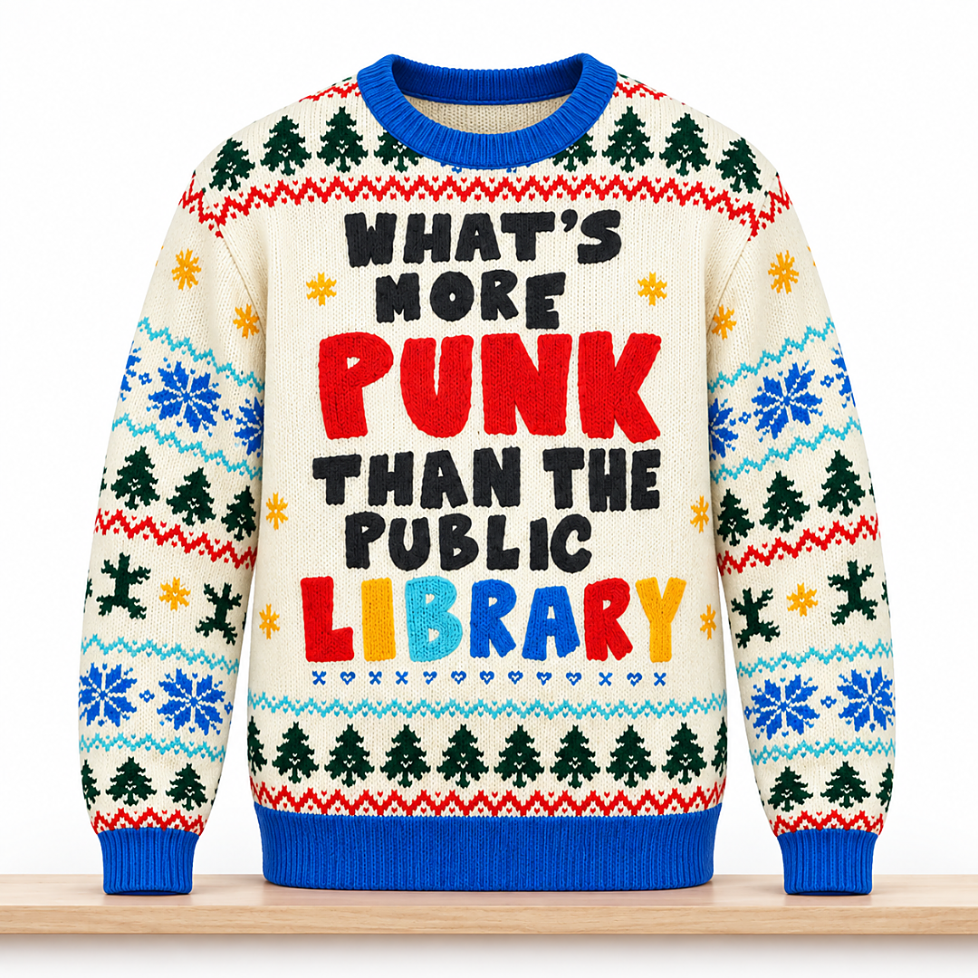 What’s More Punk Than The Public Library Christmas 2026 Ugly Sweater 1 What's More Punk Than The Public Library Christmas 2026 Ugly Sweater 2