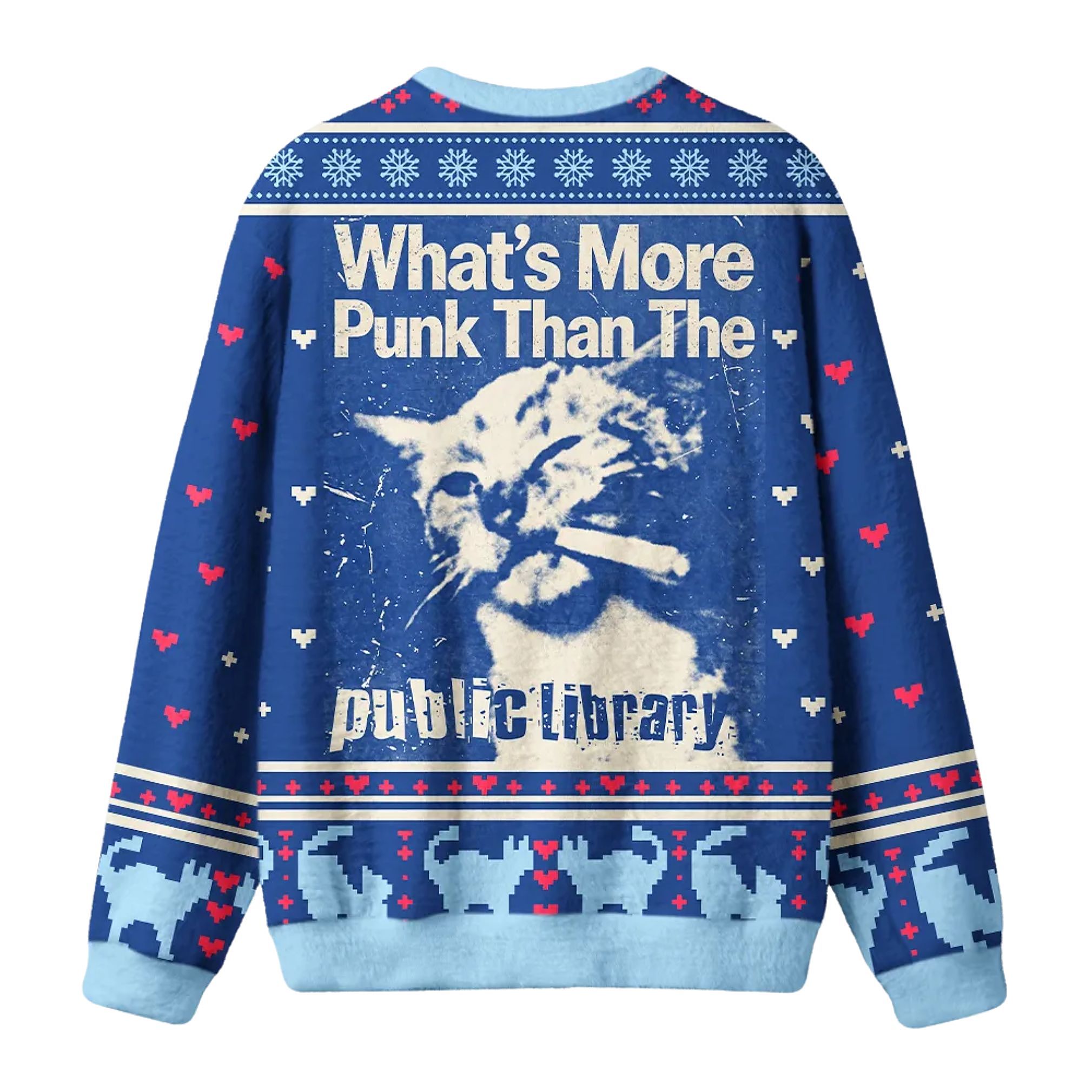 What's More Punk Than The Public Library Cat Christmas 2026 Ugly Sweater 1 Whats More Punk Than The Public Library Cat Christmas 2026 Ugly Sweater 2