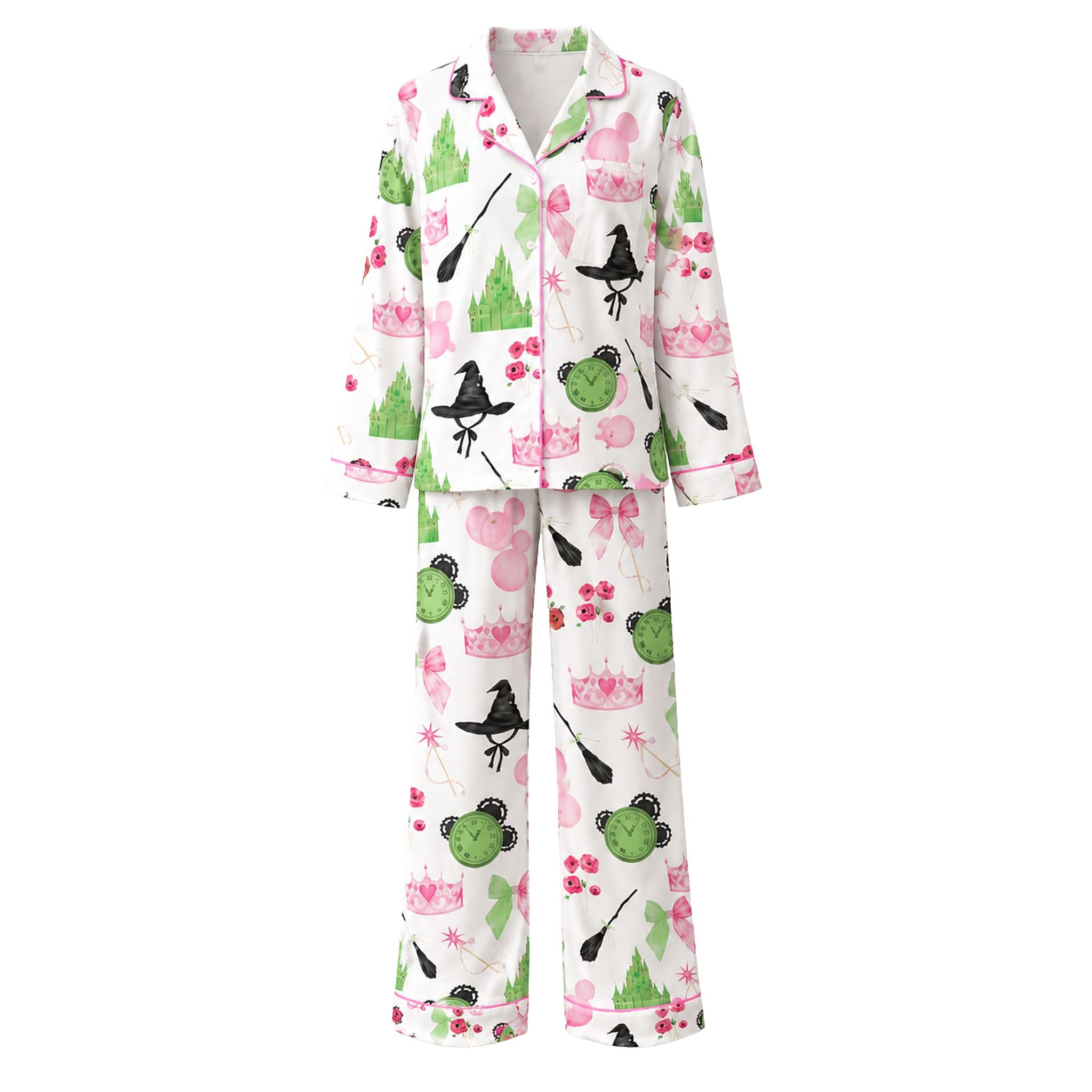 Wicked Pink And Green Satin Pajama Set 1 Wicked Pink And Green Satin Pajama Set