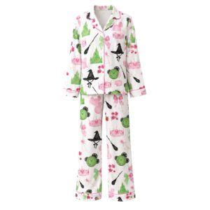 Wicked Pink And Green Satin Pajama Set